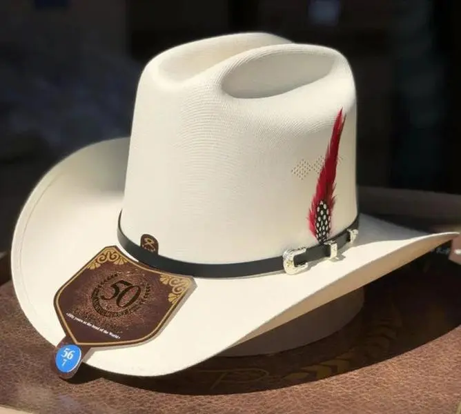 1000X Tombstone Los Dos Carnales Straw Cowboy Hat - Plumed Accents, Leather Hatband, Concho Buckle, 5” Charro Ventilated Crown, 3.25” Brim, Cowboy Aesthetic Western Fashion Accessory | Sombrero, Straw Hats