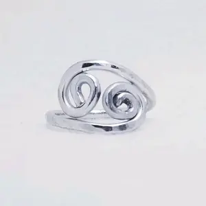 Handmade Hammered Silver Aluminium Inner Spiral Finger Ring