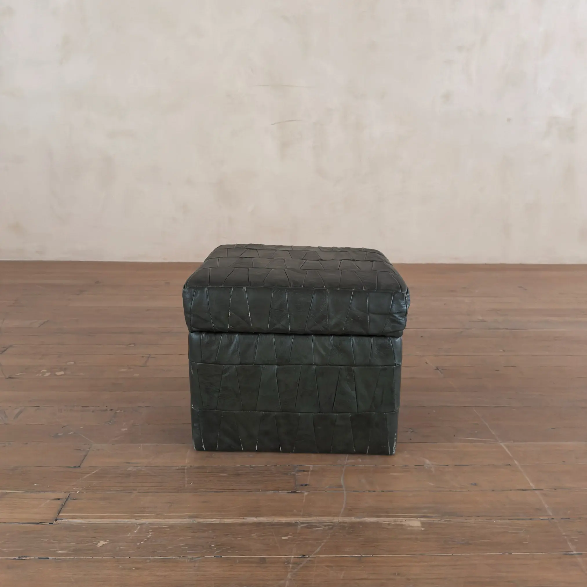 Dark Green De Sede Patchwork Leather Stash Ottoman