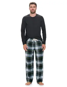 Ashford & Brooks Men’s Long-Sleeve Top Flannel Pants Pajama Sleepwear Set - Green Blackwatch Plaid - X-Large