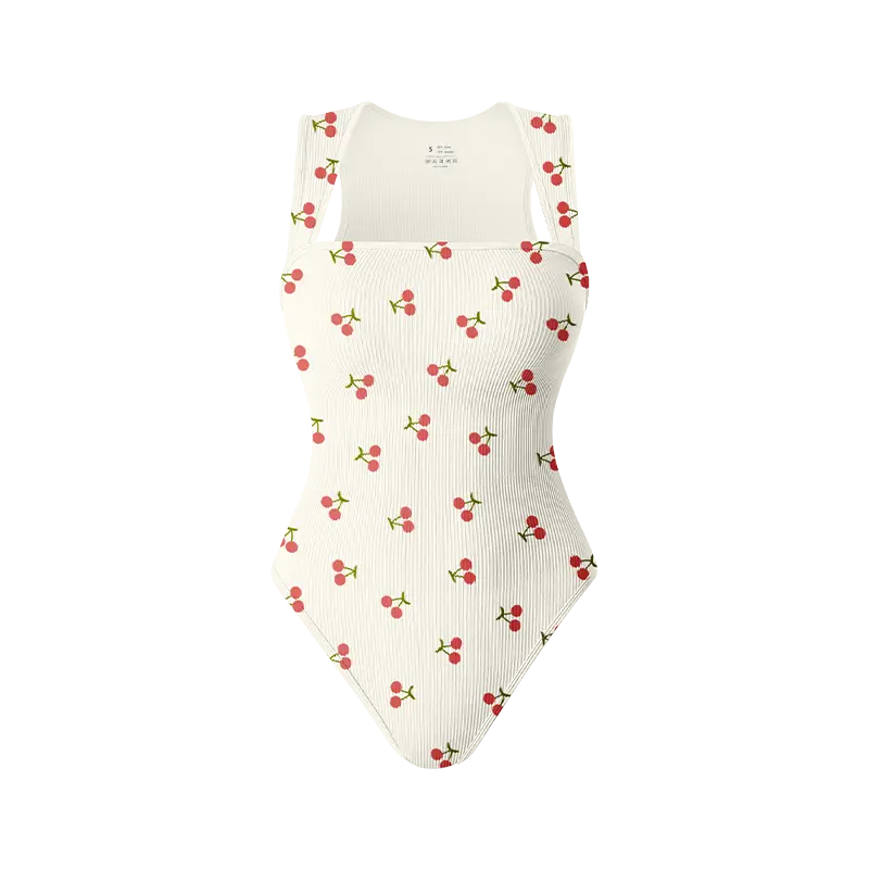 OYV Printed pattern Women's Ribbed Bodysuit-Sexy Square Neck Sleeveless Tank Top Design-Stretchy, Soft Womenswear Underwear Lady Comfort