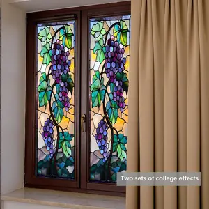 New Large Size Grapevine Window Sticker, Dual-Sided Visible Static Glass Decal, Bedroom Living Room Bathroom Window Decoration D20481-Yc