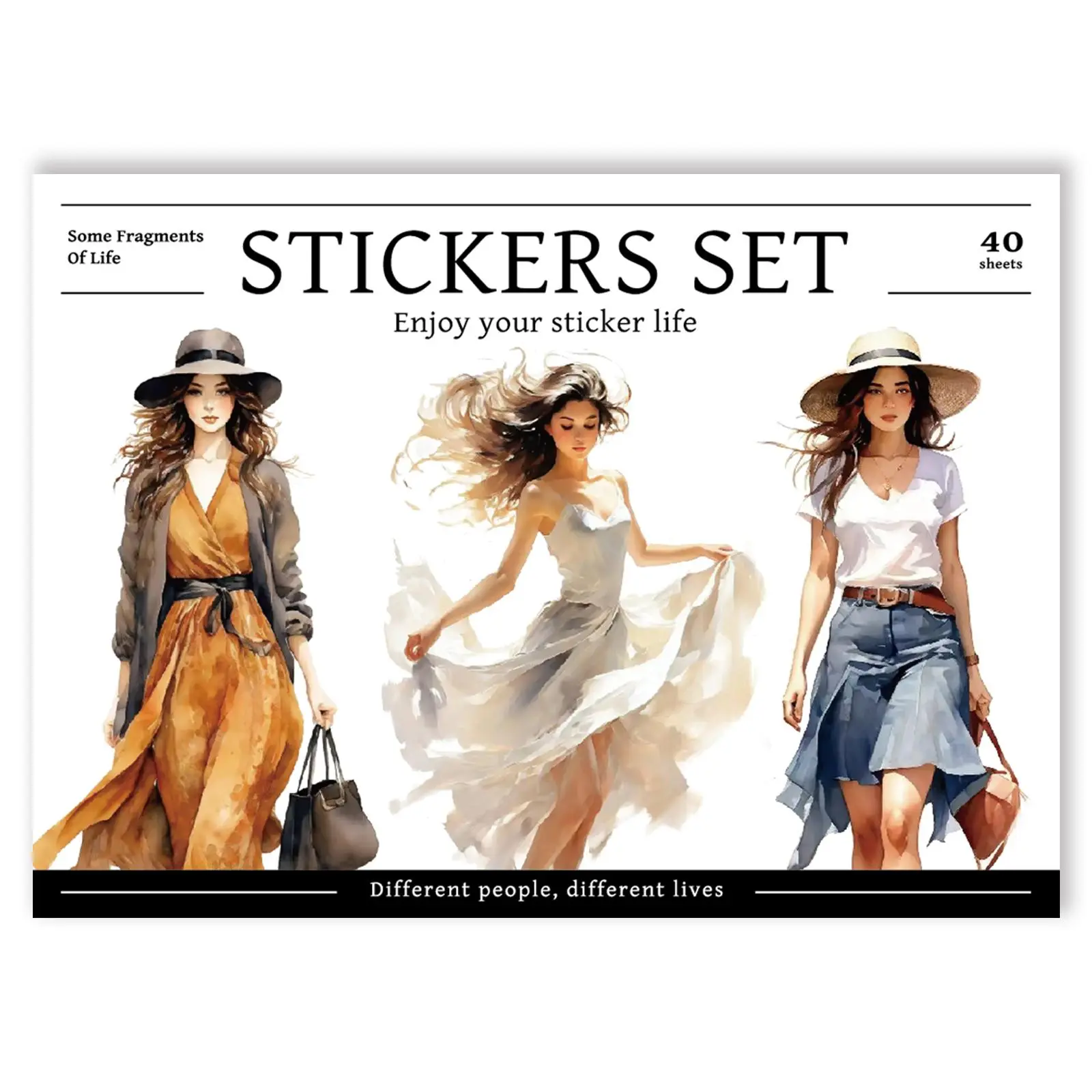 Fashion People Pattern Sticker Book, 40 Sheets 299pcs Journaling Scrapbooking Sticker, Floral Pattern Sticker, DIY Craft Decorative for Bullet Journals, Planners, Letter Card Making Stickers Kit, Scrapbook Accessories, Diy Crafts Stickers