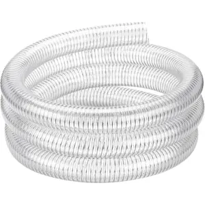 1"id-5ft PVC Reinforced Tubing Steel Wire Suction Flexible Hose Vinyl Tubing Heavy Duty PVC Vacuum Hose Drain  Oil Gas Water for Marine Bilge Pump Pond