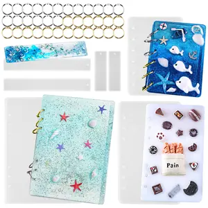 Note Book Cover Resin Mold, Tomorotec Clear Casting Epoxy Resin Molds Book Cover A6,A5,A7 with 36 PCS Book Rings and 2 PCS Bookmarks