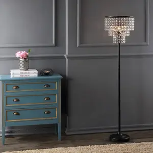 JONATHAN Y Juliette Contemporary Crystal/Metal Floor Lamp; for Living Room,Bedroom, Kitchen, Office