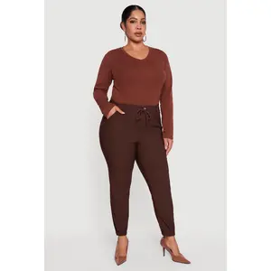 Plus Size High Waisted Slim Fit Pull On Joggers