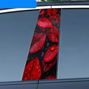 2-Pack B-pillar red rhyme dew leaf sticker, waterproof, scratch-resistant, for all models - cars, for Audi, Honda, Mitsubishi, Ford, Volkswagen, BMW, Opel, Porsche, Citroen. Sedan, SUV, MPV, Car Decals