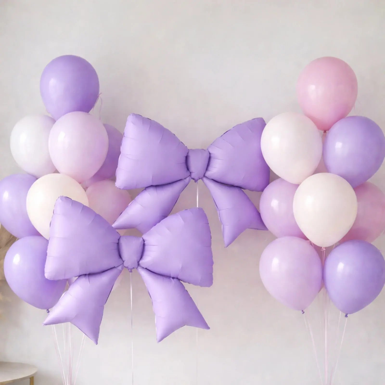 Lavender Lilac 10-Pack Matte Foil Bow Shape Balloons, 29"x27" Arch Backdrop Balloons for Baby Shower & Birthday, Festive Event Photo Booth Decor Supplies