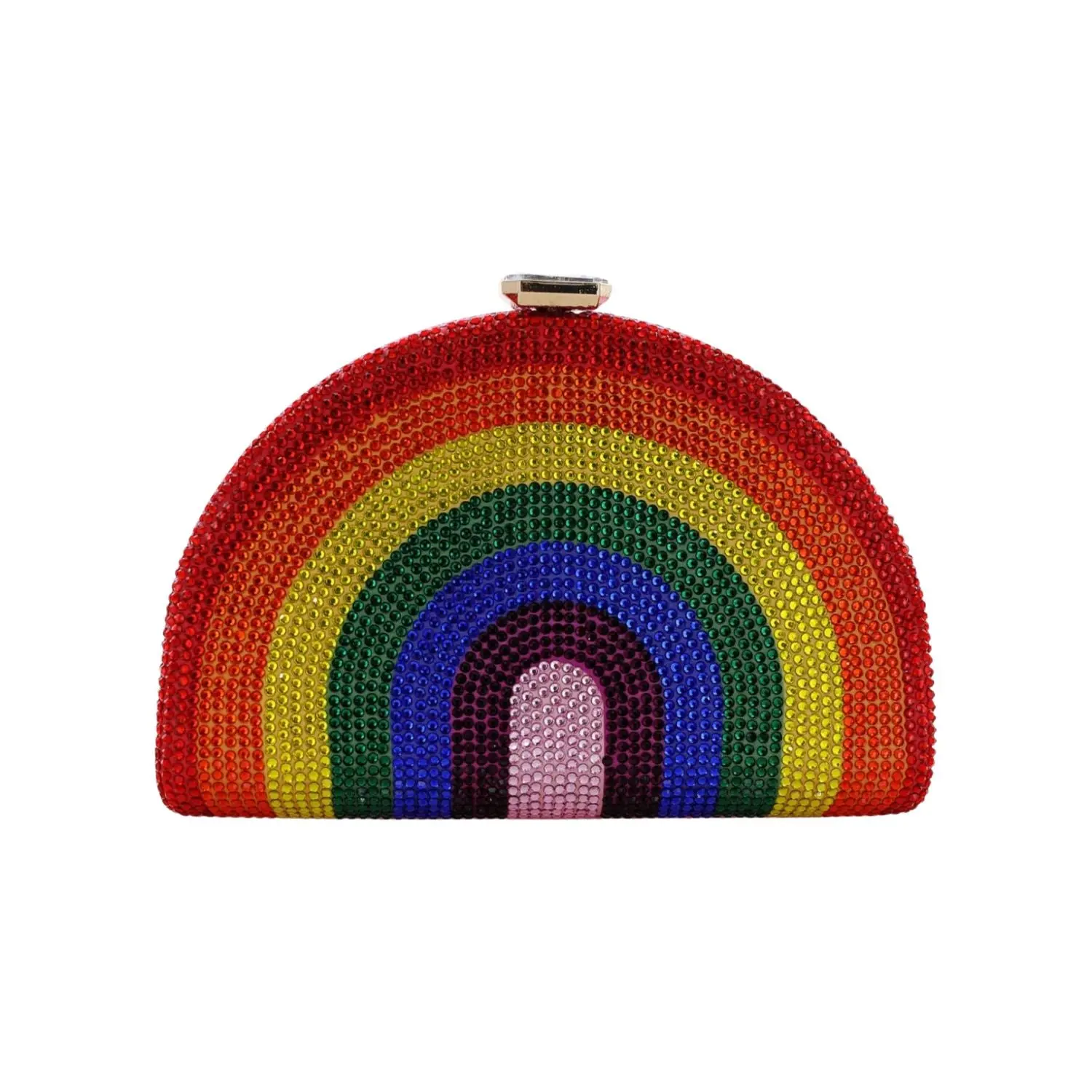 Crystal-Embellished Rainbow Evening Clutch