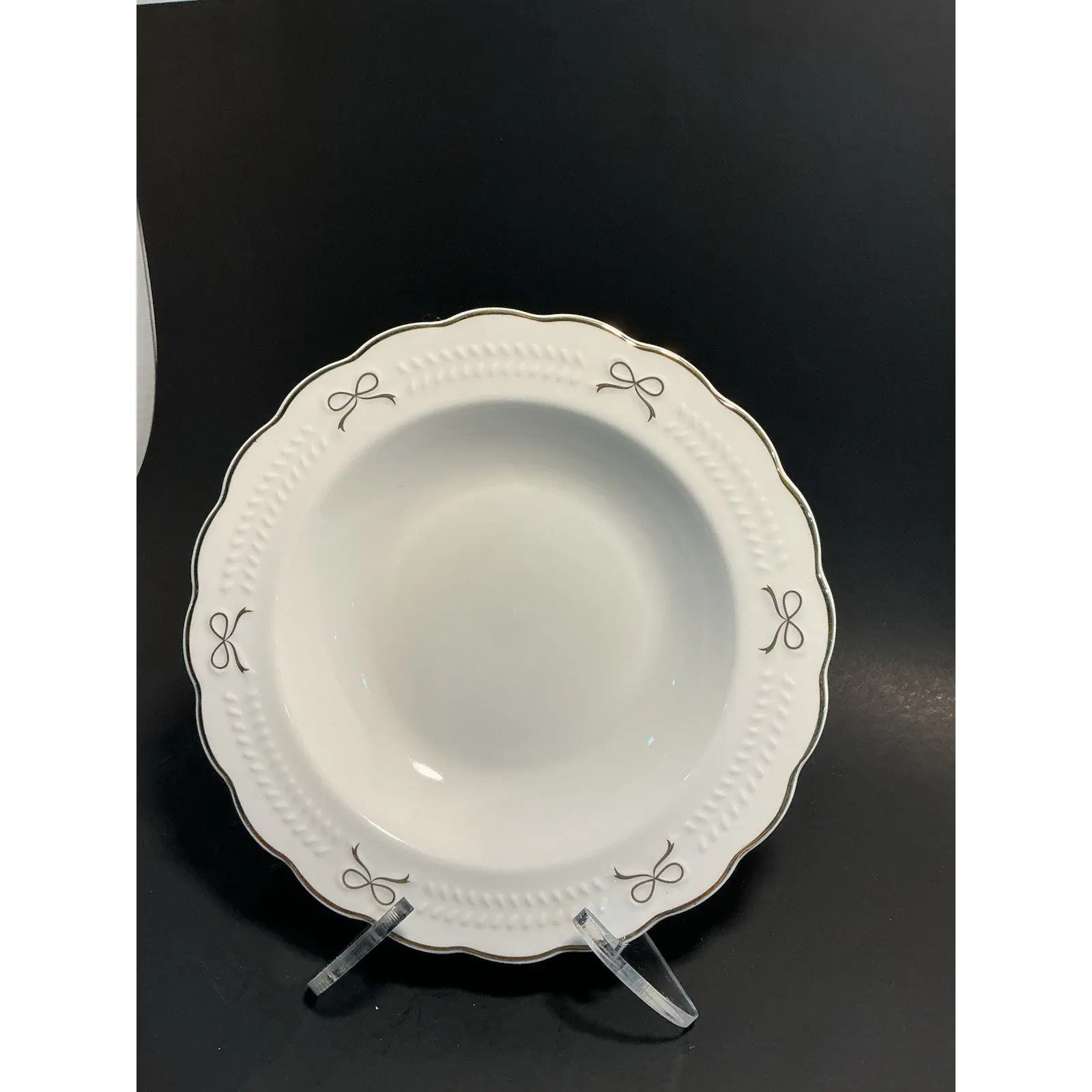 Yedi Gold Bow On White Coupe Soup Bowl 8 Inches Ceramic Coquette Bridal