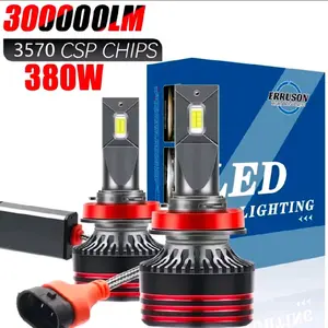 ERRUSON Super Bright H11 LED Car Headlights 300000LM 3570 CSP Chips 380W Ultra-Bright 6000K Cool White Light Efficient Heat Dissipation Durable Construction Easy Installation