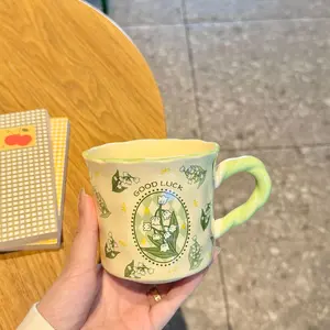 Style Floral Ceramic Mug, High Aesthetic Couple Cup, Girls Birthday Gift Souvenir, Home Water Cup, Perfect for Couples