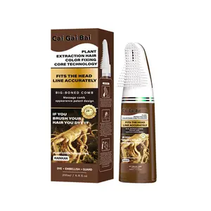 Cai Gai Bai Wine Red Plant Hair Color Comb Dye Kit, 200ml One Step Self Wine Red Hair Dye With Built-In Massage Comb, Natural Ginger Ginseng Polygonum Extract Conditioning Permanent Hair Color For Full Gray Coverage At Home