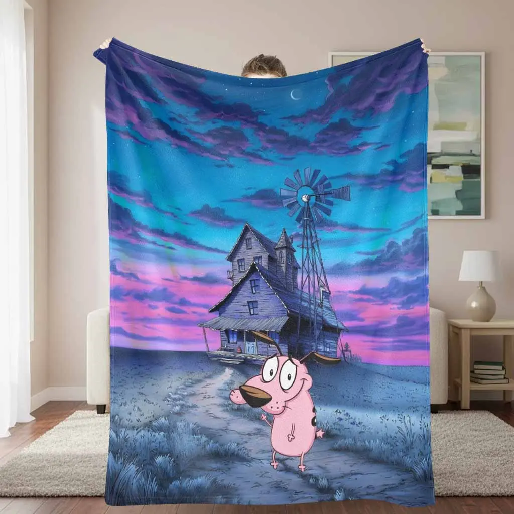 Surreal Farmhouse Flannel Decorative Animal Accent Blanket - 1-Piece 40-56 in Fluffy Plush Fleece, Animation Dog Print, Wrinkle-Resistant Warm Throw, Blanket Gifts for Holiday Housewarming, Fluffy Blankets