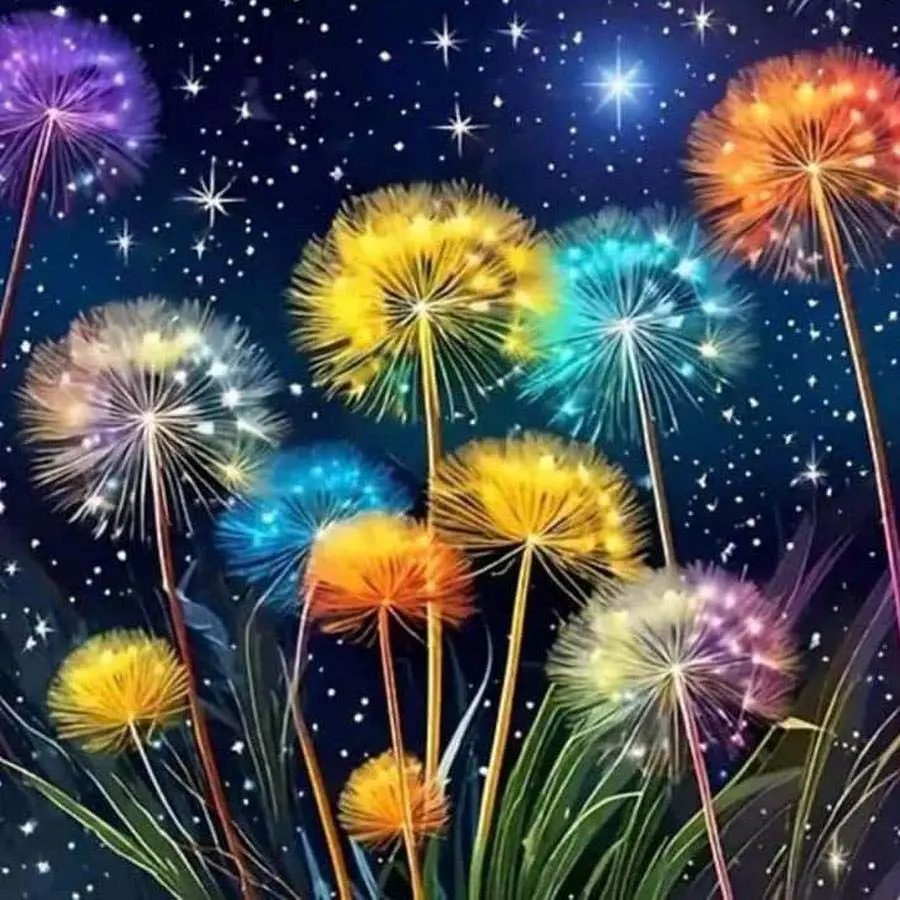 Dandelion Pattern DIY Diamond Arts Colorful Painting Kit Without Frame, DIY 5D Diamond Arts Colorful Painting Crafts for Bedroom Home Wall Decor Diamond Pattern Design