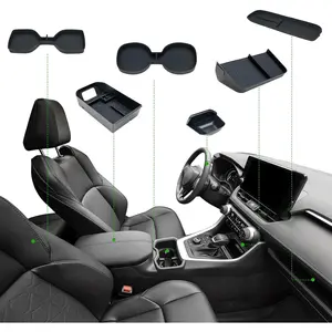 6PCS Center Console Organizer Tray for 2025 2024-2019 Toyota RAV4 Accessories, Armrest Storage Box, Driver Storage Drawer, Passenger Storage Mat Console Cup Holder Inserts for Toyota RAV4