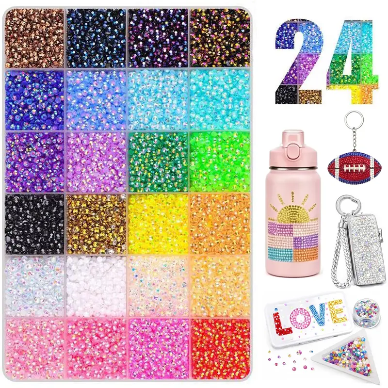 24 Color .18000Pcs Jelly Synthetic Rhinestones for Bedazzling, 3mm Multicolor Resin Flatback Synthetic Gems for Diamond Art, Bedazzler Kit for Crafting Book Shoes Nail Art. DIY Crafts Nails Clothing.