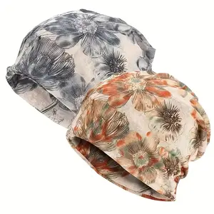 2pcs Classic Fashion Printed Brimless Cap Chemotherapy Hat Pirate Hat Dustproof Beach Hat Outdoor Sports Cycling Hat Sleep Cap Decorative Hat Set