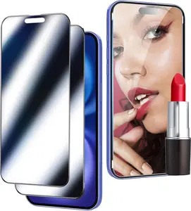 2 Pack For  16  Screen Protector Mirror Effect Tempered Glass For iPhone16 6.1inch Mirrored Anti-Spy Easy Installation Frame Case Friendly No Bubble ()
