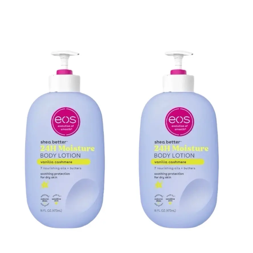 Eos Shea Better Body Lotion, Vanilla Cashmere, 16 fl oz Pack of 2 - for Dry Skin neck cream- neck beauty cream