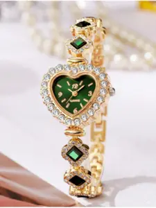 Women's Alloy Bracelet with Heart-Shaped Case, Arabic Numerals Dial, Adjustable Drawstring Strap, Elegant Quartz Watch, Daily Wear, Exquisite Band Watch