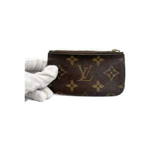 Pre-owned Louis Vuitton Monogram coated canvas Clutches & Wristlets Key Pouch Brown with tan monogram Very Good S014260428045