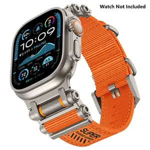 Nylon Sport Band for  Apple Watch  Ultra 3/2/1 – Military-Grade Durable & Sweatproof with Stainless Steel Connector – Fits Series 10-3/SE (42mm/44mm/45mm/46mm/49mm) -Orange Smart Watch Strap (Watch Not Included)