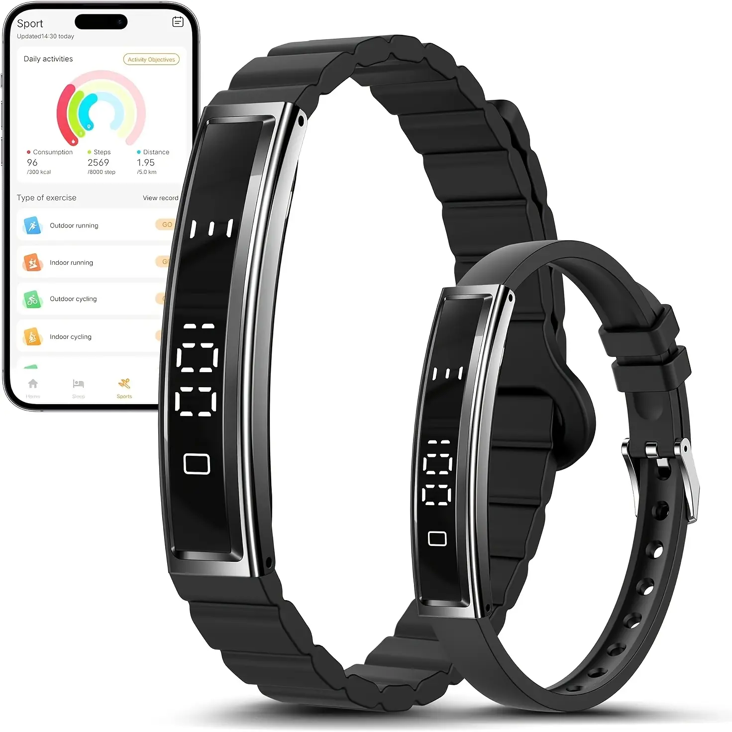 Unisex Adults Nylon Fitness Tracker Smartwatch - Wireless Digital Health Monitor Bracelet with Sleep Tracking, Step Counter, Free App for Android & iPhone