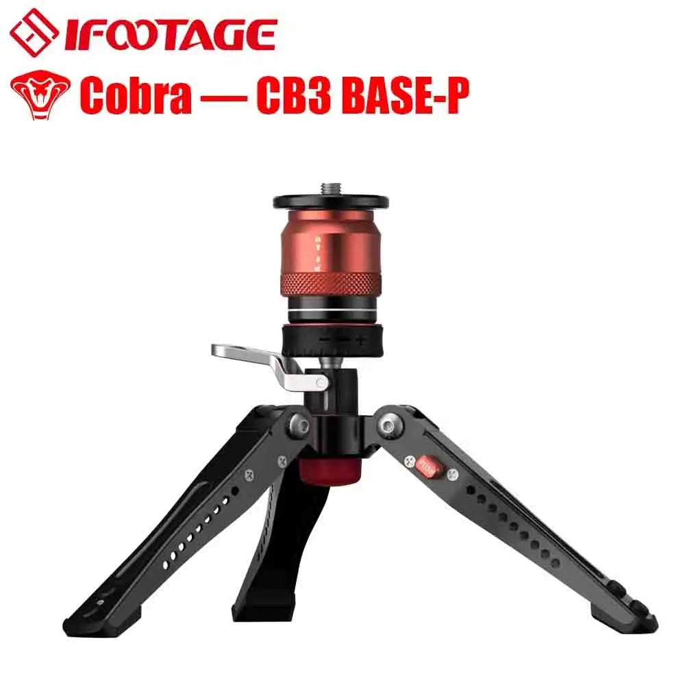 IFOOTAGE Low-profile Tripod CB3 BASE-P Quick Release Head Unlock By Pressing Pedal Mini Portable Stable Aluminum Alloy Tripod Adjustable Camera Monopod Selfie Handy Tripod