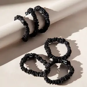 Skinny Silk Scrunchie Set - Black Jade