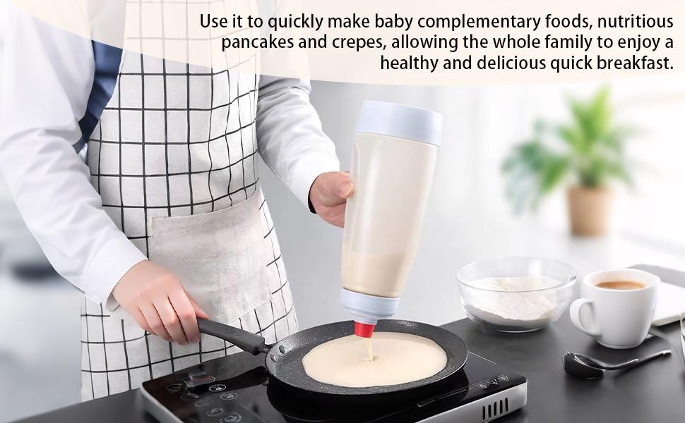 Pancake Batter Dispenser, Pancake Mix Dispenser with Whisk Ball and Stand Base, Pancake Batter Mixer with BlenderBall for Pancakes, Crepes, Waffle, Muffins, Qatayef, Cupcakes Pancake Batter Dispenser, Pancake Mix Dispenser with Whisk Ball and Stand Base, Pancake Batter Mixer with BlenderBall for Pancakes, Crepes, Waffle, Muffins, Qatayef, Cupcakes