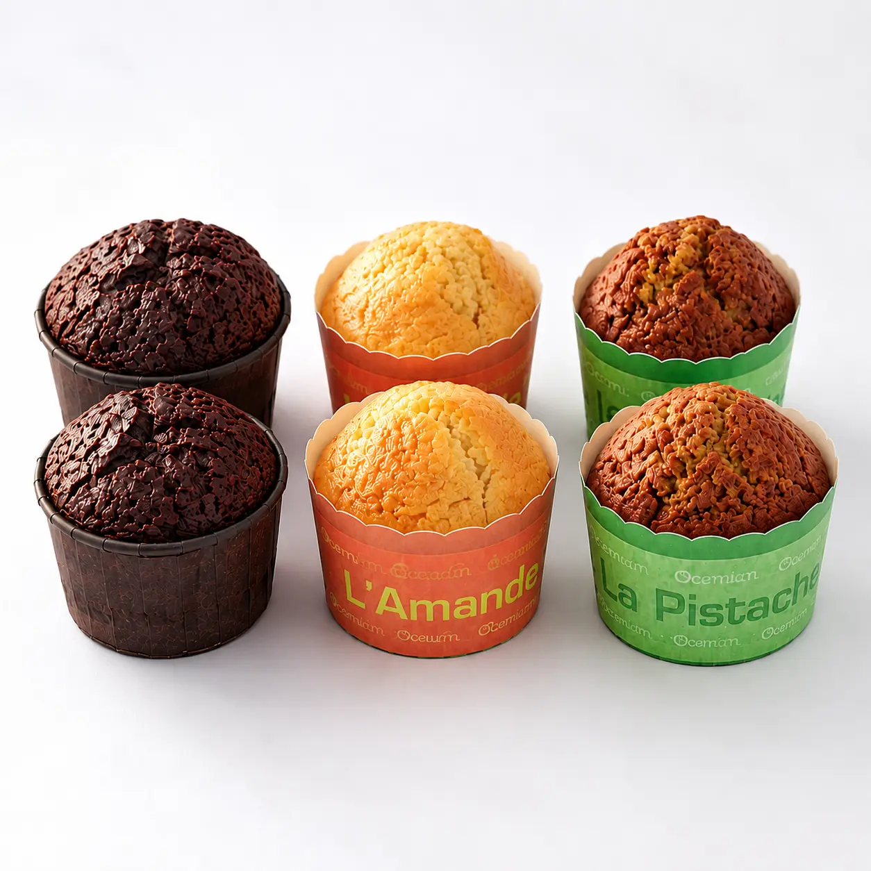 Ocemiam French Baby Cakes Best Sellers 6-Pack – 2 Pistachio, 2 Chocolate, 2 Almond Mini Almond Flour Tea Cakes – Gluten-Free, No Frosting, Individually Boxed – 6 × 2.3oz
