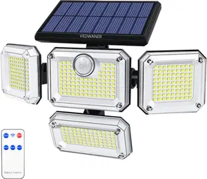 Solar Lights Outdoor Motion Sensor 333 LED Flood Lights, Solar Powered Security Lights Outside IP65 Waterproof, 3 Lighting Modes