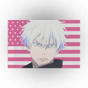 Satoru Gojo Pink Tapestry, Anime Flag Tapestry, Japanese Flag, Wall Flag, Poster Wall Hanging Banner Art Aesthetic Decor Modern Stripe Design