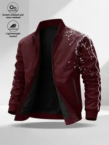 Men's Vintage Pilot Jacket, Solid Color Casual Baseball Collar Windbreaker, Slim Fit Stylish Jacket for Daily Wear