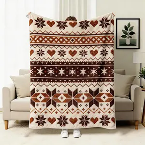 Comfortable Fair Isle jacquard blanket, ultra-soft Nordic knit pattern blanket, suitable for sofa and bed, home decoration, Christmas gift