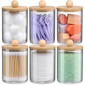6-Pack  Qtip Holders - Bathroom Storage for  Balls, Swabs, Pads, Floss