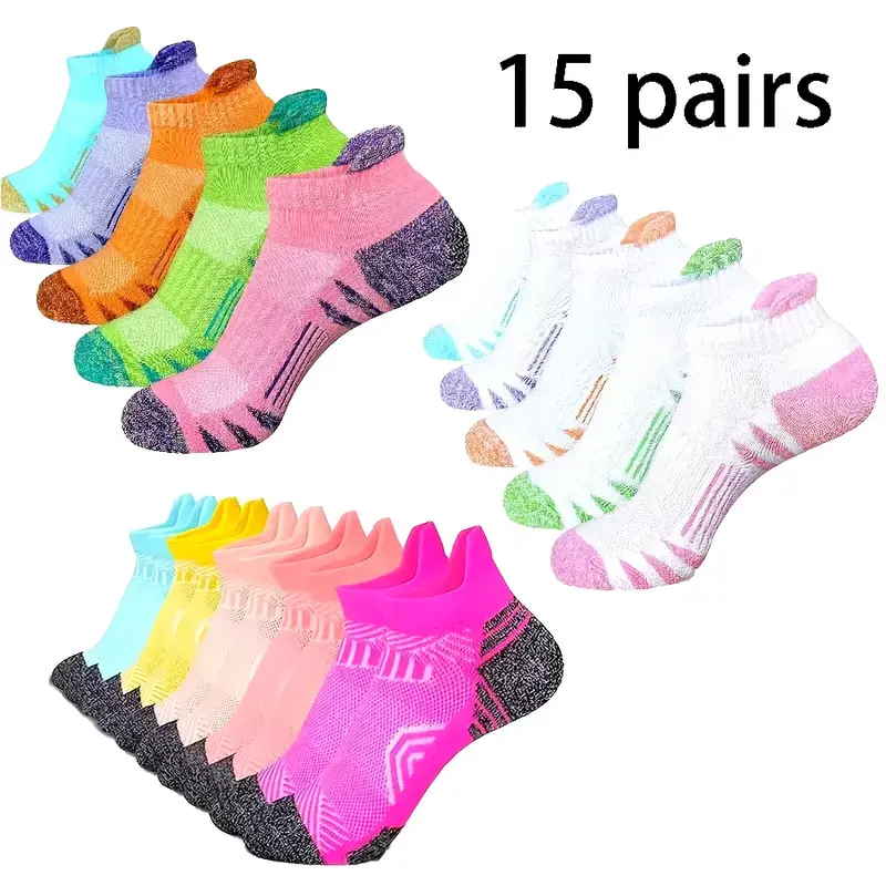 Women's 15pairs Pack Soft Compression Ankle Socks, Breathable Arch Support Sports Socks for Outdoor Running and Casual Activities, Compression Socks for Women