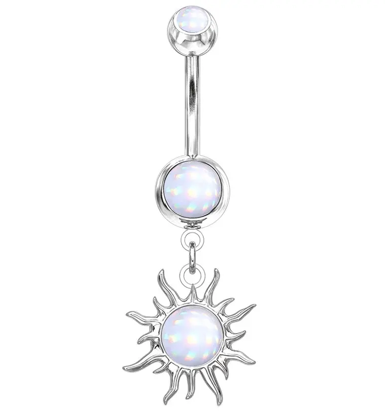 White Escent Solar Sun Belly Ring