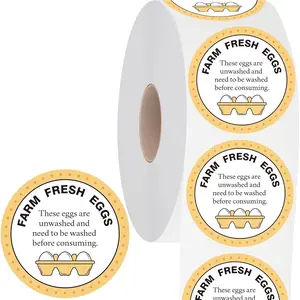 Farm  Eggs Labels, 2 Inch Round Egg Stickers Self Adhesive Egg Packaging Stickers for Chicken, Quail, 600 count Per Roll