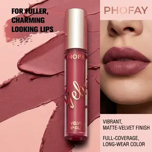 Velvet Matte Lip Gloss by PHOFAY | Weightless, Smooth, Full-Pigment for Fuller Charming Lips