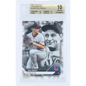 Paul Sewald Cleveland Guardians 2025 Topps Now Lou Gehrig Day #LGD-PS BGS Authenticated 10 Card - 10,10,10,9.5 Subgrades