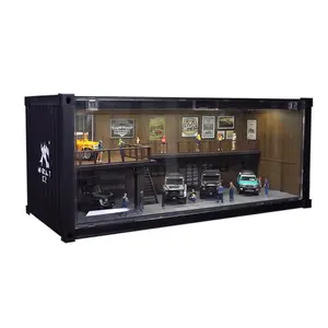 1/64 Scale Display Case with LED Light Container Box Style Garage Diorama for Hot Wheels Matchbox Assembled Racks Touch Activated Realistic Glow Plastic Organizer Figures