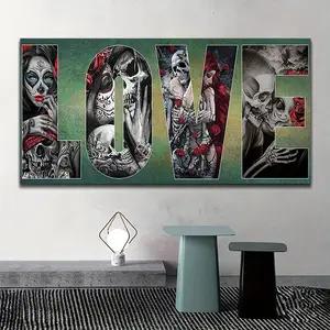 Adult DIY Diamond Painting Kit, DIY Kits, Large Heart Skull Design Wall Art Decor Gift, Home Decoration, 80x160cm/31.5x63 Inches