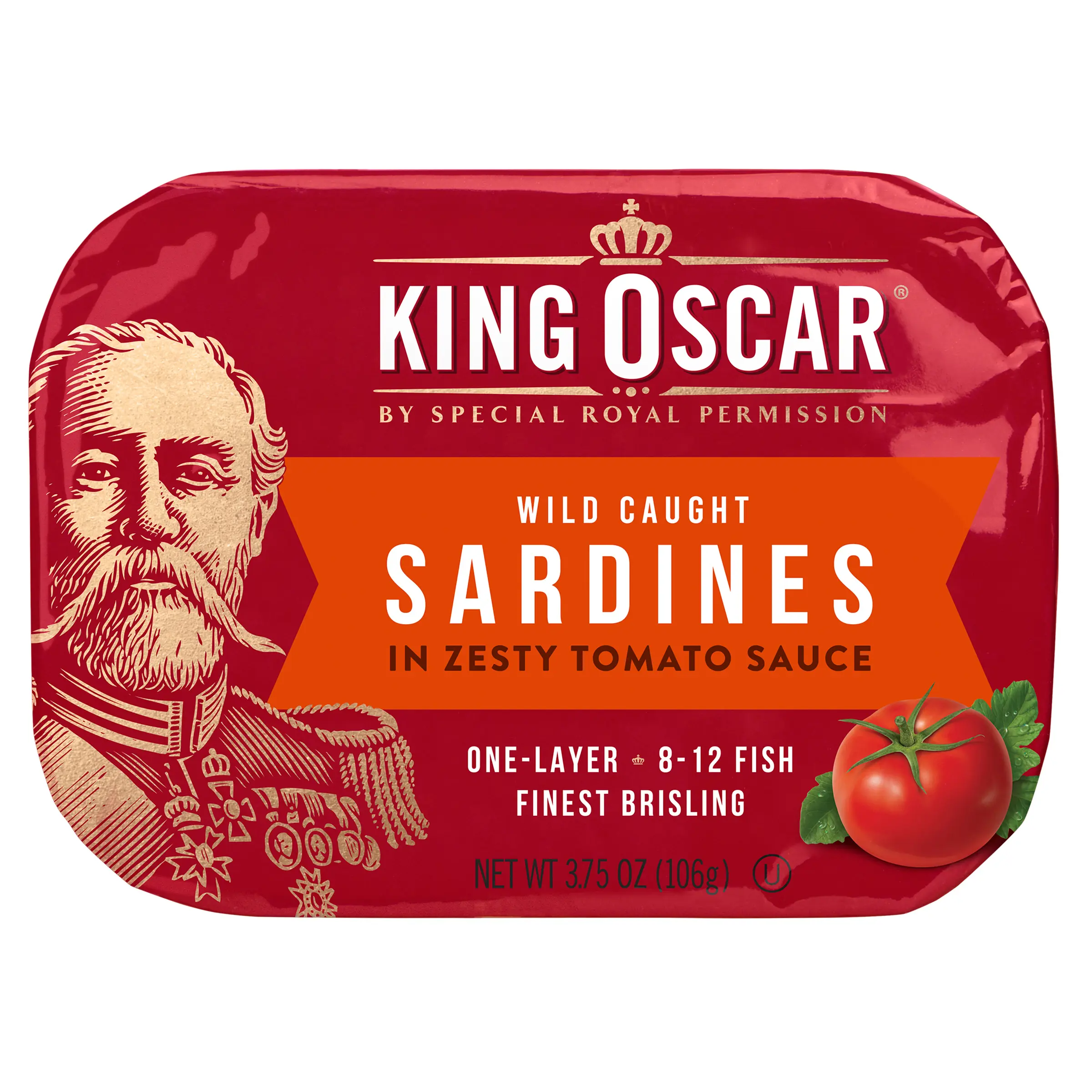 King Oscar Wild Caught Sardines In Zesty Tomato Sauce, 3.75 oz (106 g)