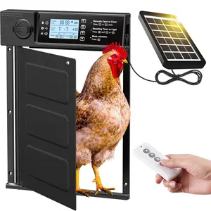 Solar Powered Automatic Chicken Coop Door, Chicken Door with Timer & Light Sensor, Anti-pinch Automatic Chicken Door, Farm Animal & Poultry Supplies