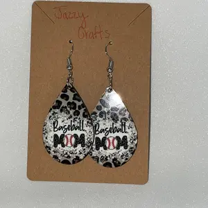 Baseball Mom Earrings, tear drop baseball mom, earrings, sports earrings