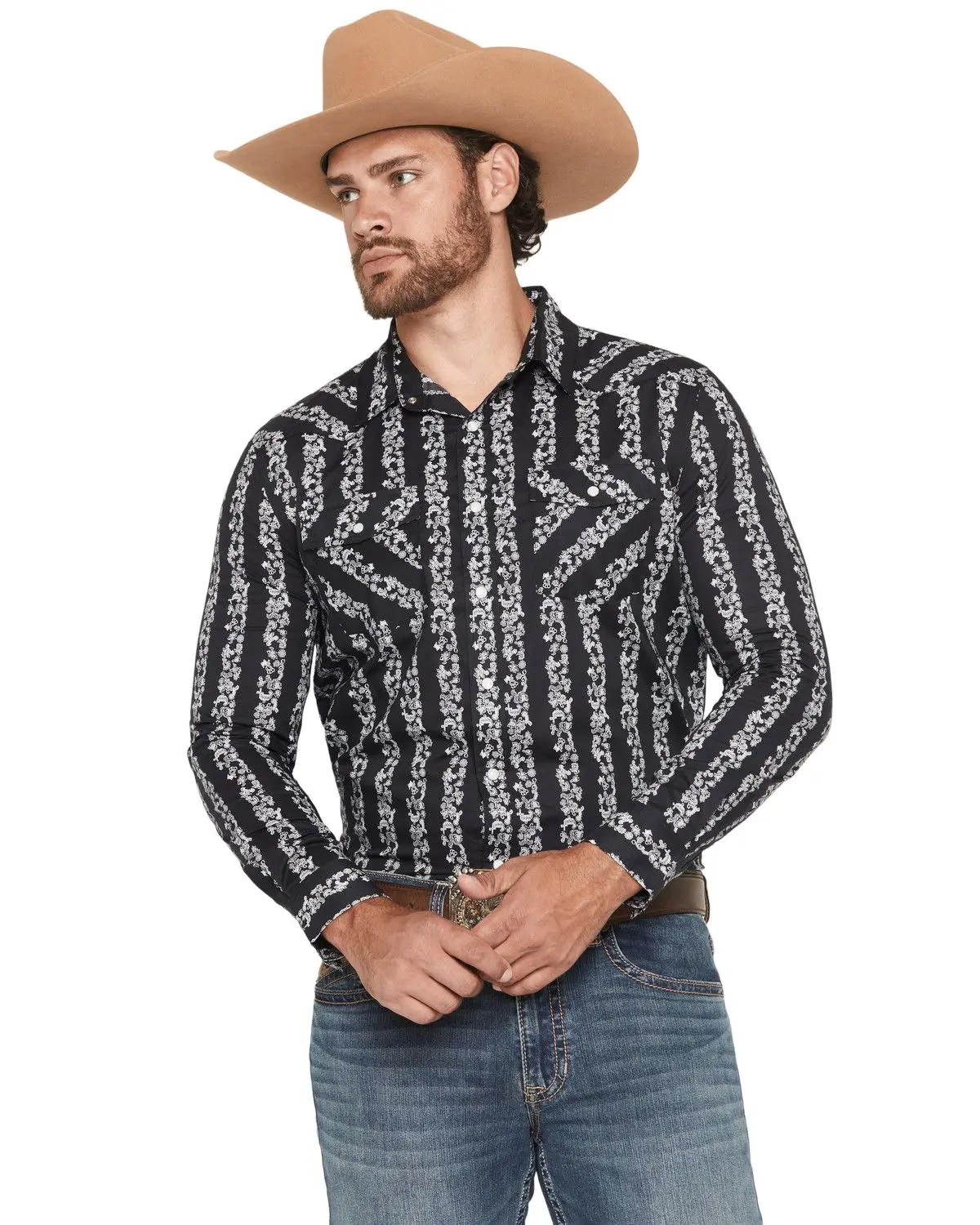 Panhandle Men's Slime Men'S Southwestern Striped Print Long Sleeve Snap - Pmn2s07511
