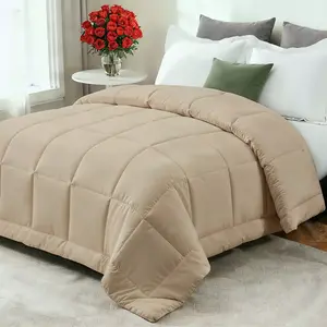 CGK Linens Premium All-Season Down Alternative Comforter - Fluffy Oversized Duvet Insert in Cream, Size Queen